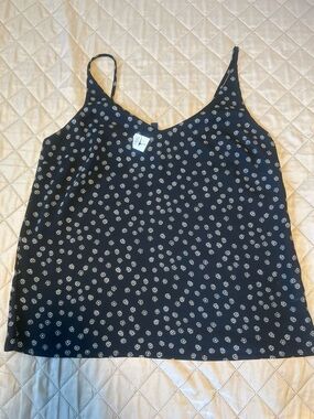 Banana Republic Factory Black Floral Spaghetti-Strap Camisole